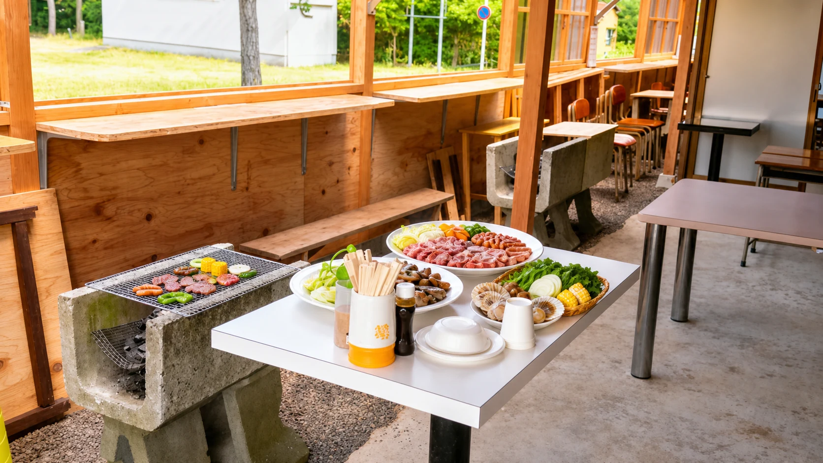 後片付けまで任せられるBBQスペース